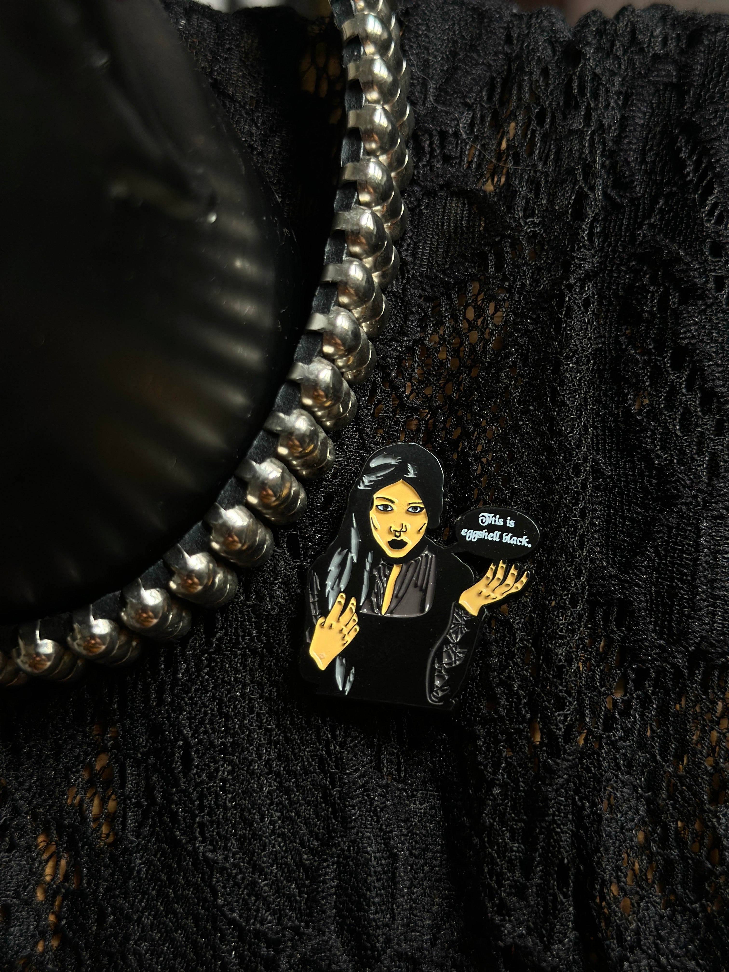 Jasleiney “Eggshell Black” Enamel Pin – Limited Edition